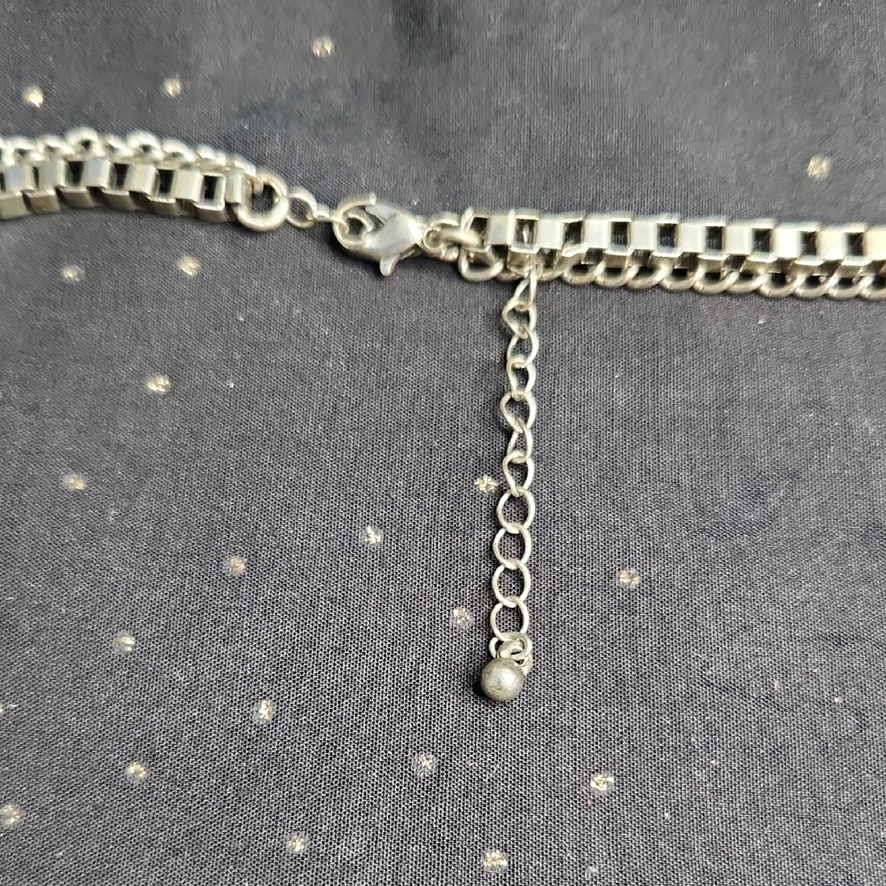 Silver Layered Chain Necklace - Picture 2 of 3